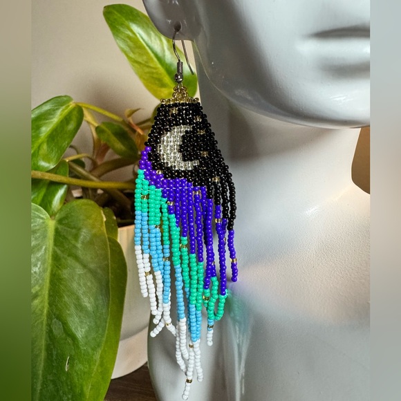 Jewelry - Witchy Beaded Fringe Dangle Earrings - SKU E